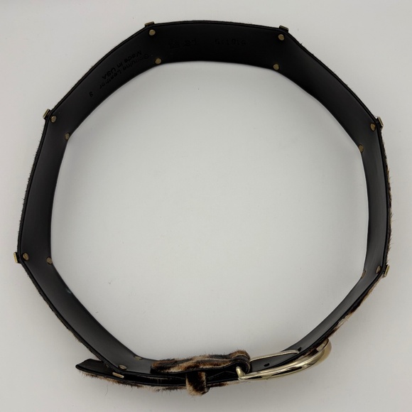 Per Se Genuine Leather Belt w/ Animal Print Fur and Gold Tone Hardware; Size S - Picture 8 of 10